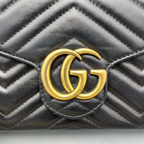 Gucci GG Marmont Chain Wallet Calfskin Black