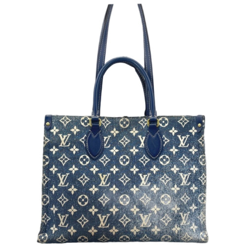 Louis Vuitton Onthego MM Denim Monogram Blue White