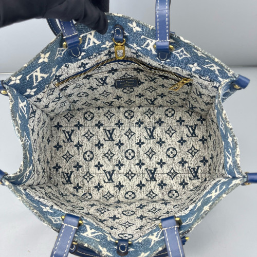 Louis Vuitton Onthego MM Denim Monogram Blue White