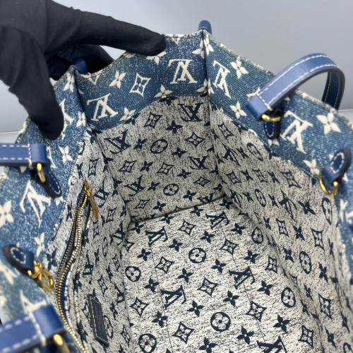 Louis Vuitton Onthego MM Denim Monogram Blue White