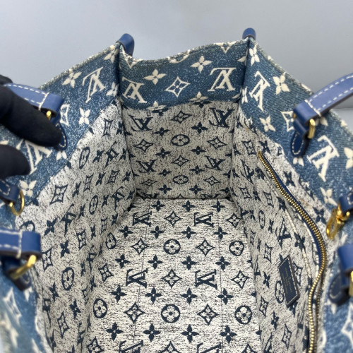 Louis Vuitton Onthego MM Denim Monogram Blue White