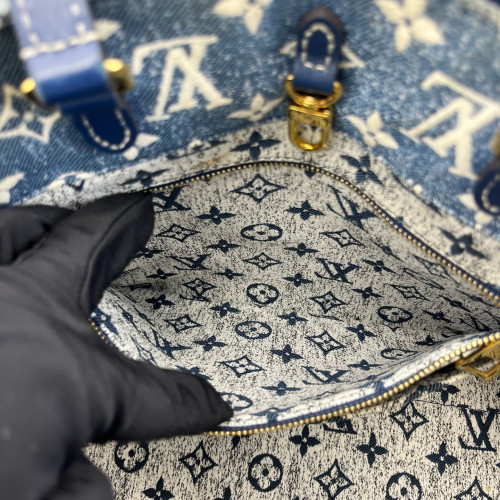 Louis Vuitton Onthego MM Denim Monogram Blue White