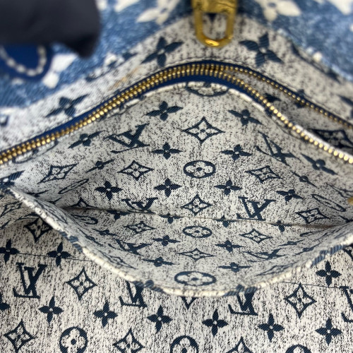 Louis Vuitton Onthego MM Denim Monogram Blue White