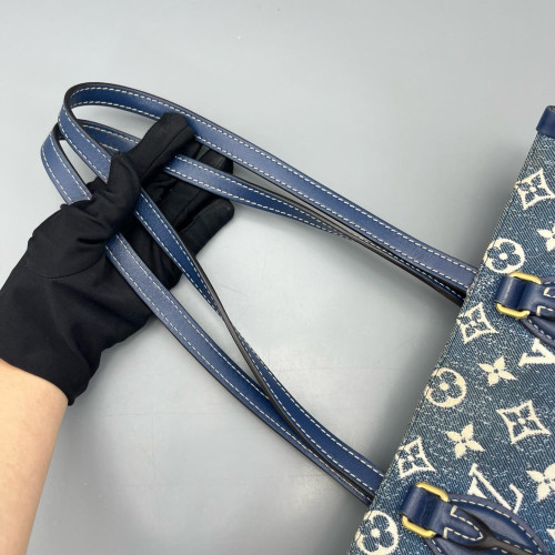 Louis Vuitton Onthego MM Denim Monogram Blue White