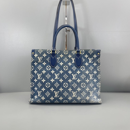 Louis Vuitton Onthego MM Denim Monogram Blue White