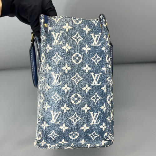 Louis Vuitton Onthego MM Denim Monogram Blue White