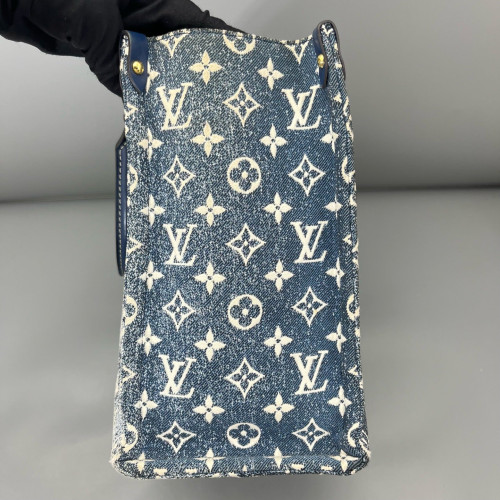 Louis Vuitton Onthego MM Denim Monogram Blue White