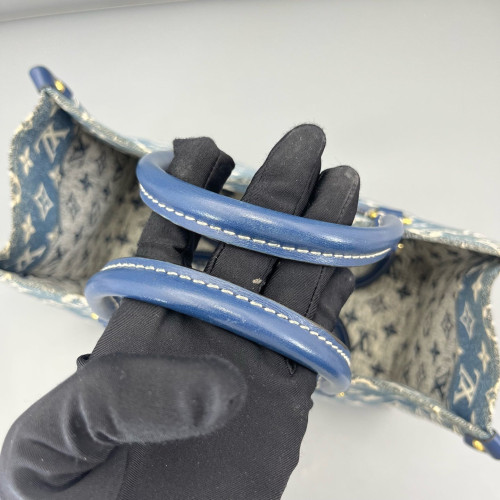 Louis Vuitton Onthego MM Denim Monogram Blue White