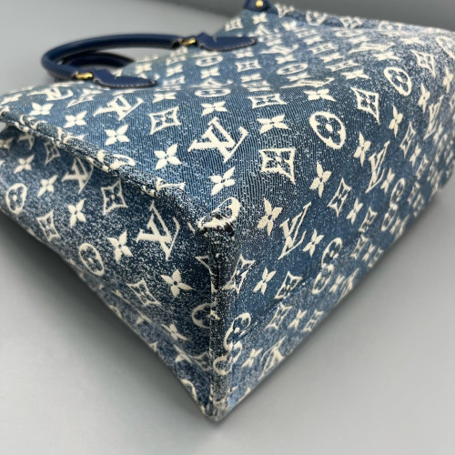 Louis Vuitton Onthego MM Denim Monogram Blue White