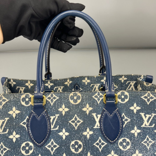Louis Vuitton Onthego MM Denim Monogram Blue White