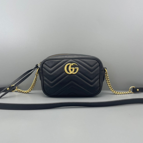 Gucci Mini GG Marmont Chain Shoulder Bag Calfskin Black Gucci Mini GG Marmont Chain Shoulder Bag Calfskin Black