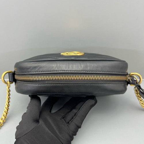 Gucci Mini GG Marmont Chain Shoulder Bag Calfskin Black Gucci Mini GG Marmont Chain Shoulder Bag Calfskin Black