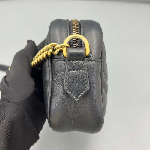 Gucci Mini GG Marmont Chain Shoulder Bag Calfskin Black Gucci Mini GG Marmont Chain Shoulder Bag Calfskin Black