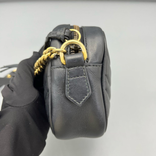 Gucci Mini GG Marmont Chain Shoulder Bag Calfskin Black Gucci Mini GG Marmont Chain Shoulder Bag Calfskin Black