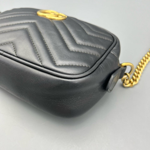 Gucci Mini GG Marmont Chain Shoulder Bag Calfskin Black Gucci Mini GG Marmont Chain Shoulder Bag Calfskin Black