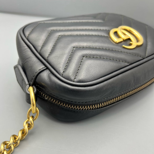 Gucci Mini GG Marmont Chain Shoulder Bag Calfskin Black Gucci Mini GG Marmont Chain Shoulder Bag Calfskin Black