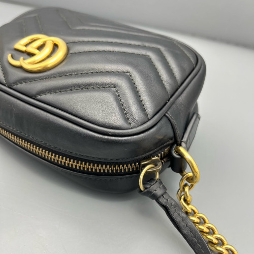 Gucci Mini GG Marmont Chain Shoulder Bag Calfskin Black Gucci Mini GG Marmont Chain Shoulder Bag Calfskin Black
