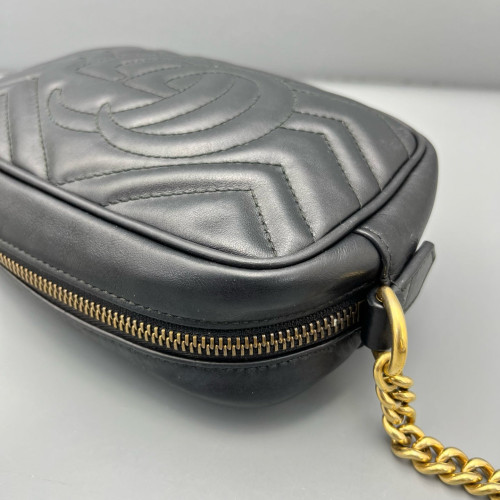 Gucci Mini GG Marmont Chain Shoulder Bag Calfskin Black Gucci Mini GG Marmont Chain Shoulder Bag Calfskin Black