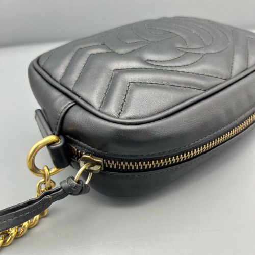 Gucci Mini GG Marmont Chain Shoulder Bag Calfskin Black Gucci Mini GG Marmont Chain Shoulder Bag Calfskin Black