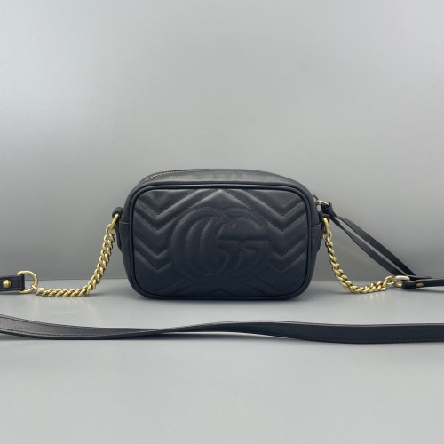 Gucci Mini GG Marmont Chain Shoulder Bag Calfskin Black Gucci Mini GG Marmont Chain Shoulder Bag Calfskin Black