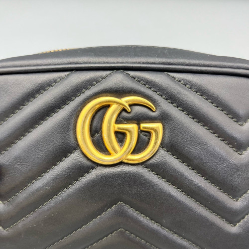 Gucci Mini GG Marmont Chain Shoulder Bag Calfskin Black Gucci Mini GG Marmont Chain Shoulder Bag Calfskin Black