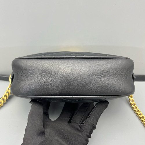 Gucci Mini GG Marmont Chain Shoulder Bag Calfskin Black Gucci Mini GG Marmont Chain Shoulder Bag Calfskin Black