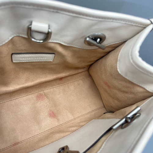 Gucci Small Aria Gg Marmont Shoulder Tote Calfskin White