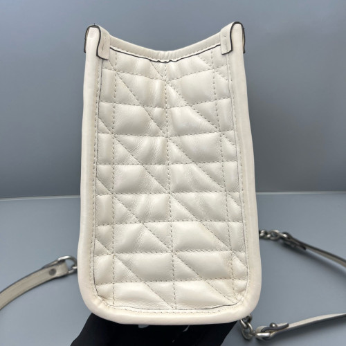 Gucci Small Aria Gg Marmont Shoulder Tote Calfskin White