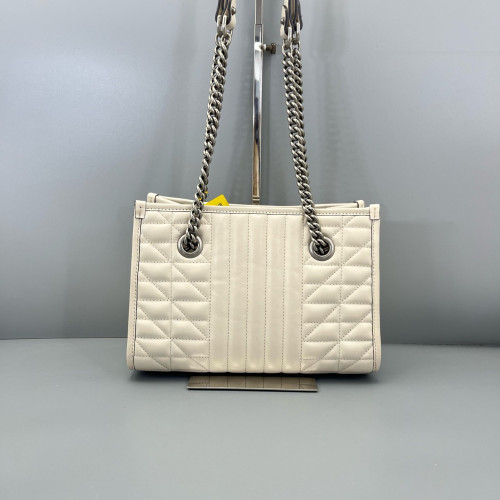 Gucci Small Aria Gg Marmont Shoulder Tote Calfskin White