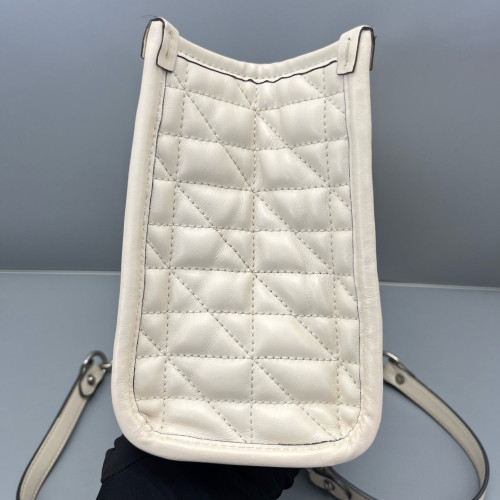 Gucci Small Aria Gg Marmont Shoulder Tote Calfskin White