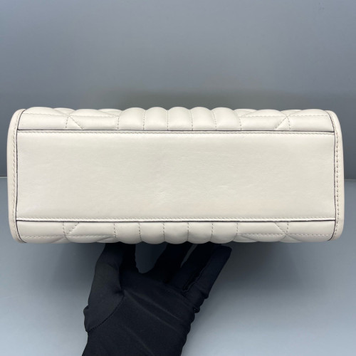 Gucci Small Aria Gg Marmont Shoulder Tote Calfskin White