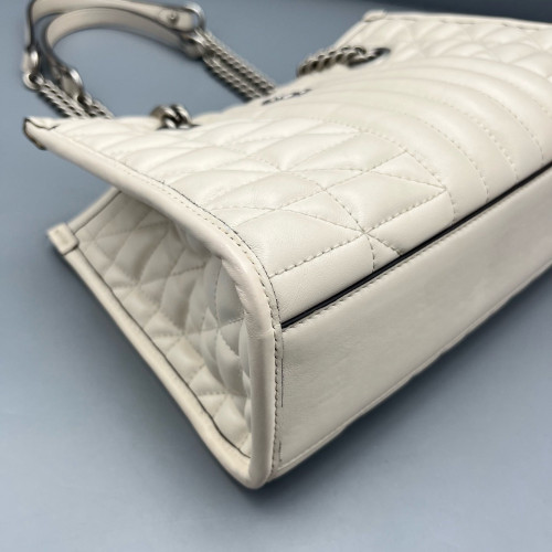 Gucci Small Aria Gg Marmont Shoulder Tote Calfskin White