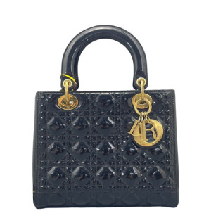 Dior Medium Lady Dior Patent Calfskin Black