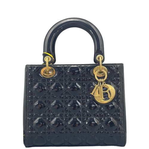 Dior Medium Lady Dior Patent Calfskin Black