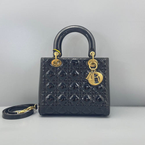 Dior Medium Lady Dior Patent Calfskin Black