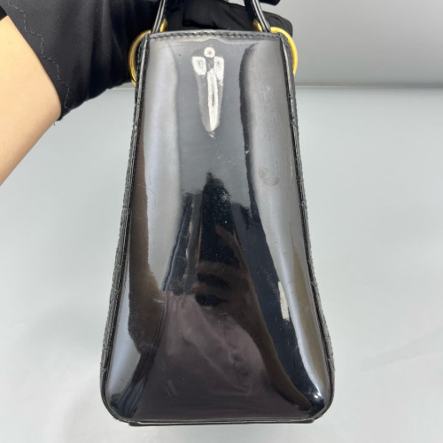 Dior Medium Lady Dior Patent Calfskin Black
