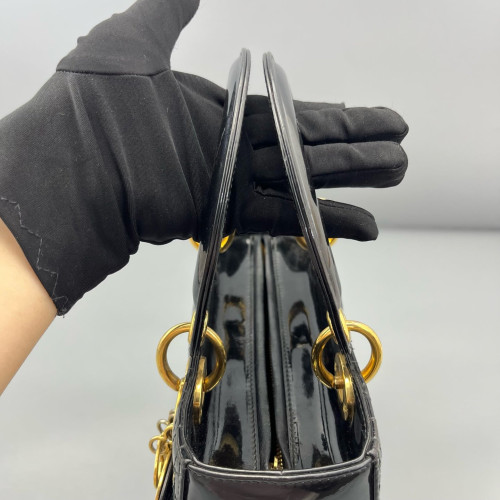 Dior Medium Lady Dior Patent Calfskin Black