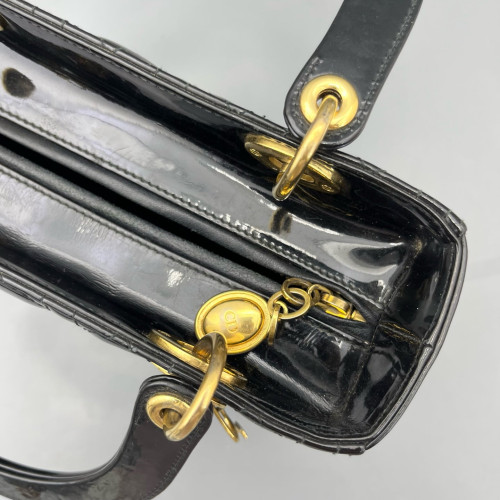 Dior Medium Lady Dior Patent Calfskin Black