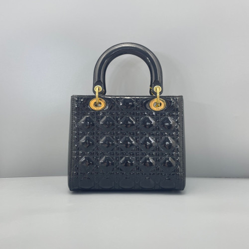 Dior Medium Lady Dior Patent Calfskin Black