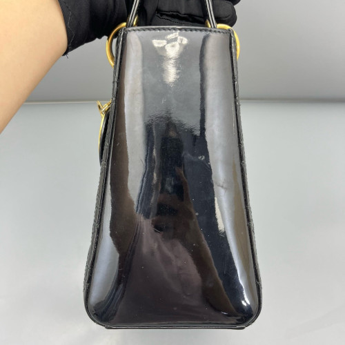 Dior Medium Lady Dior Patent Calfskin Black