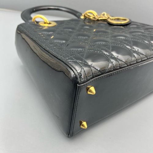 Dior Medium Lady Dior Patent Calfskin Black