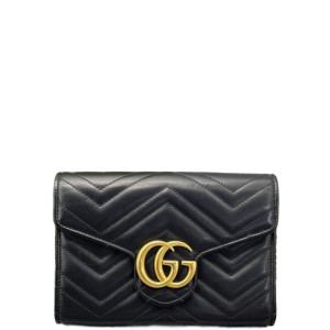 Gucci GG Marmont Chain Wallet Calfskin Black