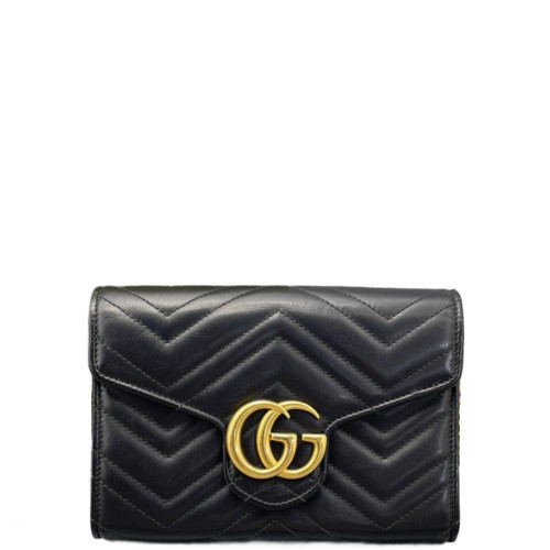 Gucci GG Marmont Chain Wallet Calfskin Black