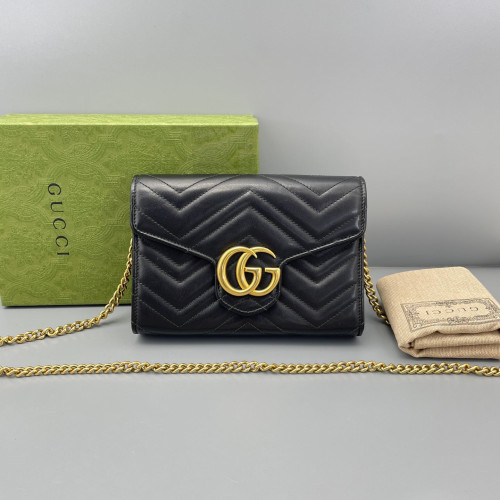 Gucci GG Marmont Chain Wallet Calfskin Black