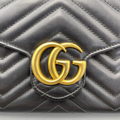 Gucci GG Marmont Chain Wallet Calfskin Black