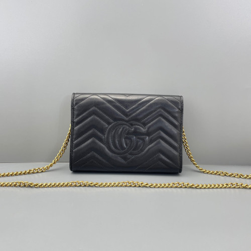 Gucci GG Marmont Chain Wallet Calfskin Black