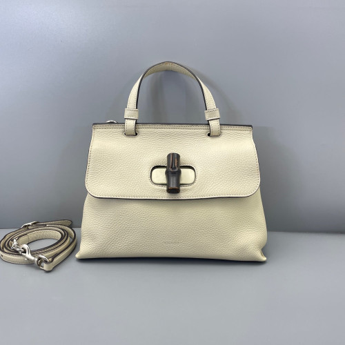 Gucci Bamboo Small Bamboo Daily Top Handle Bag Calfskin White Gucci Bamboo Small Bamboo Daily Top Handle Bag Calfskin White