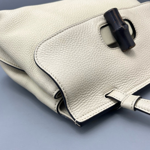 Gucci Bamboo Small Bamboo Daily Top Handle Bag Calfskin White Gucci Bamboo Small Bamboo Daily Top Handle Bag Calfskin White