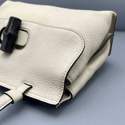 Gucci Bamboo Small Bamboo Daily Top Handle Bag Calfskin White Gucci Bamboo Small Bamboo Daily Top Handle Bag Calfskin White
