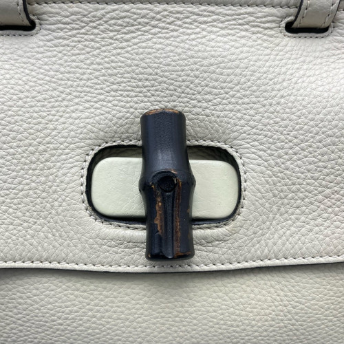 Gucci Bamboo Small Bamboo Daily Top Handle Bag Calfskin White Gucci Bamboo Small Bamboo Daily Top Handle Bag Calfskin White